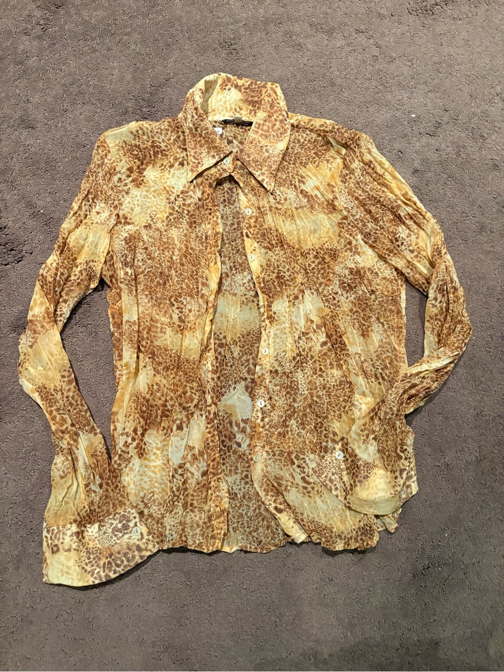 Women’s Brown Animal-Print Button-Up Shirt